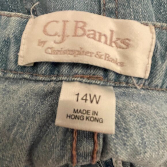 CJ Banks Capri Medium Wash High Rise Cotton Jeans size 14 W - Picture 3 of 6